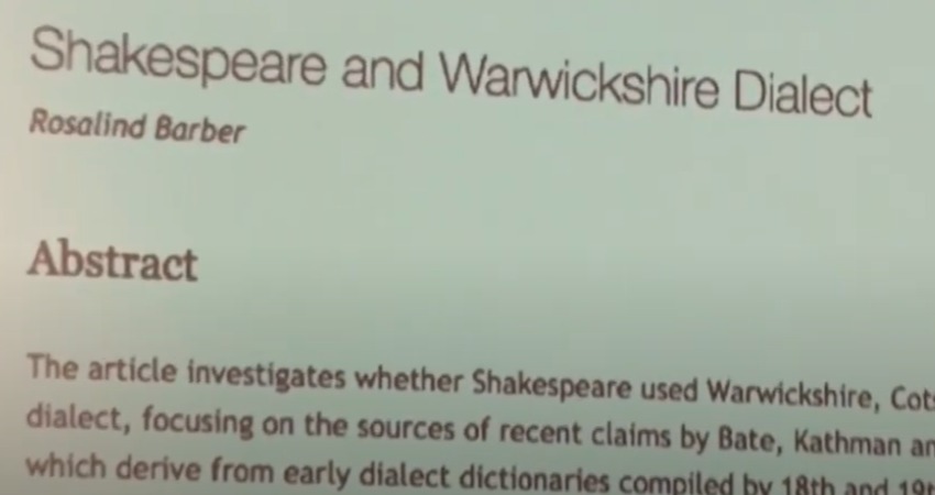 Shakespeare Did Not Use Warwickshire Dialect
